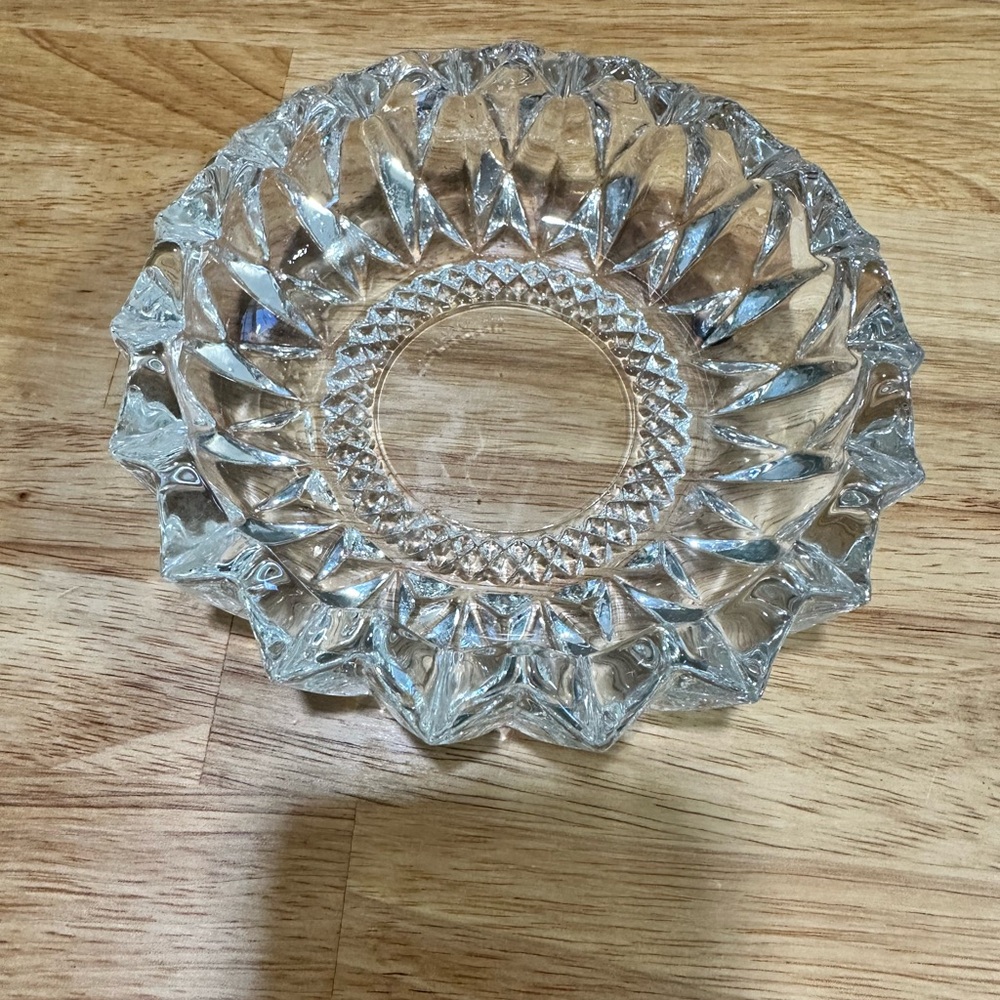 Vintage KIG Indonesia Heavy Pressed Glass DIAMOND POINTE Ashtray